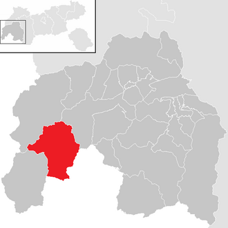 Lage der Gemeinde Ischgl im Bezirk Landeck (anklickbare Karte)