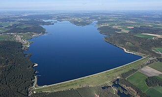Großer Brombachsee, hinten links der Kleine Brombachsee, hinten rechts der Igelsbachsee