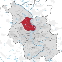 Lage des Stadtbezirks 5 Nippes in Köln