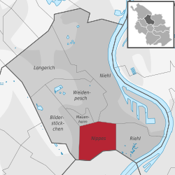 Lage des Stadtteils Nippes im Stadtbezirk Köln-Nippes