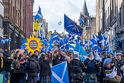 Eine Demonstration für die Unabhängigkeit in Glasgow 2019