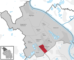 Lage des Stadtteils Lindweiler im Stadtbezirk Köln-Chorweiler