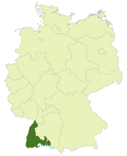 Lage von Südbaden innerhalb Deutschlands