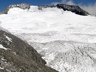 Der Hohe Weißzint von Westen, vorne der Gliderferner