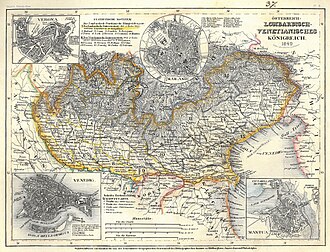 Das Königreich Lombardo-Venetien mit den wichtigsten Städten