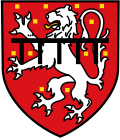 Limburger Löwe mit Turnierkragen im Wappen der Stadt Stolberg (Rhld.)