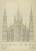 Entwurf mit Türmen von Carlo Buzzi, 1647