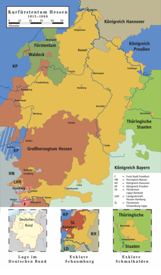Kurhessen mit den Landesteilen Schmalkalden und Schaumburg 1815–1866
