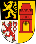 Oben Brabanter und unten Limburger Löwe im Wappen von Kerpen