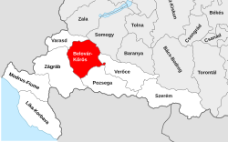 Lage des Komitats Bjelovar-Križevci