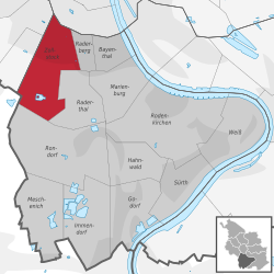 Lage des Stadtteils Zollstock im Stadtbezirk 2