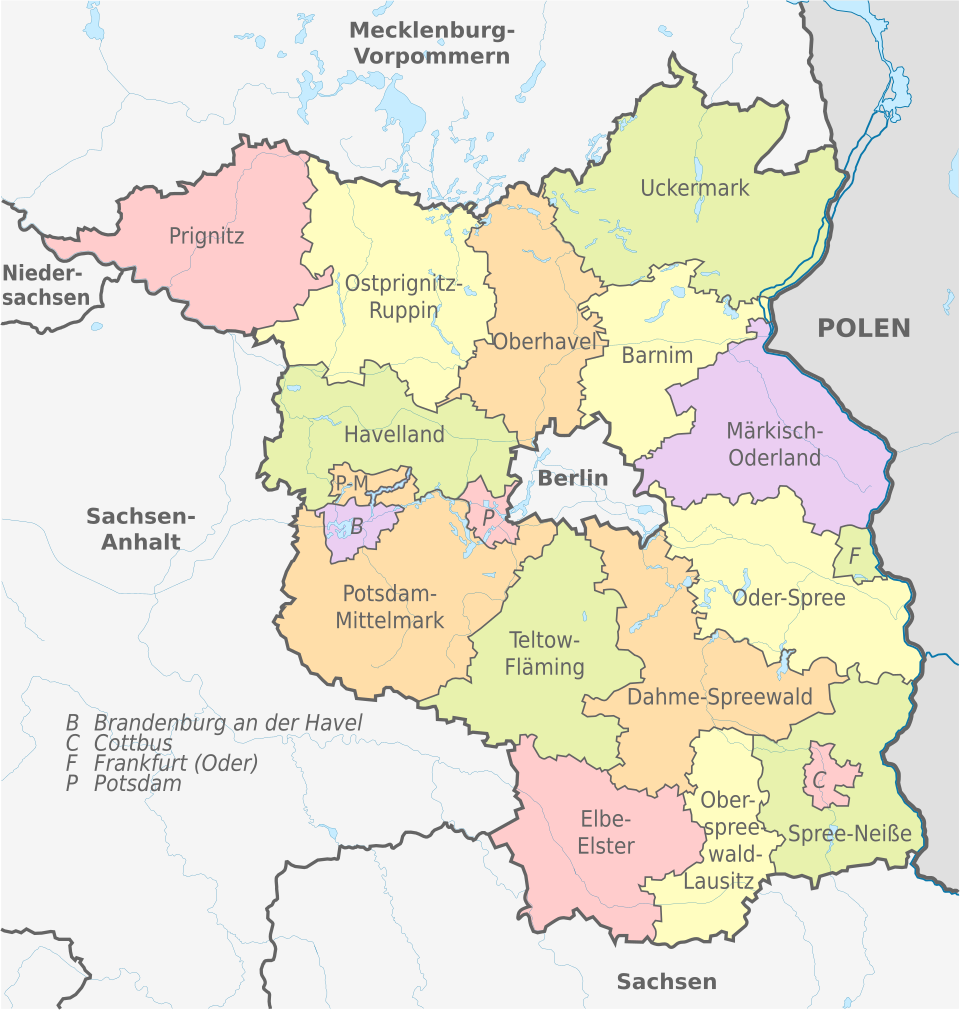 Liste der Landkreise und kreisfreien Städte in Brandenburg