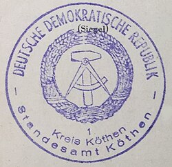 Abdruck Siegel Nr. 1 Köthen (1959)