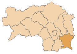 Lage des Bezirks Bezirk Südoststeiermark im Bundesland Steiermark (anklickbare Karte)