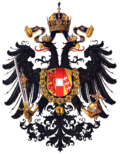 Kleines Wappen Kaisertum Österreich 1815Der Doppeladler hält Reichsschwert und Szepter in den Fängen, im Brustschild Habsburg-Lothringen mit dem Orden vom Goldenen Vlies.