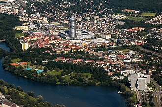 Blick auf den Osten Nürnbergs mit dem unteren Teil des Wöhrder Sees
