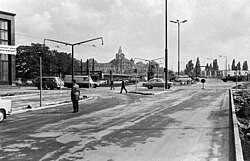 Altstädter Abfahrt von der Carolabrücke im Bau (1971)