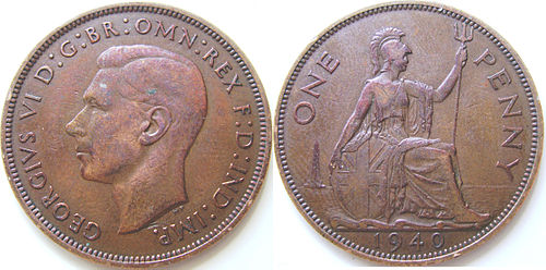 1 Penny 1940King George VI