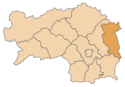 Lage des Bezirks Bezirk Hartberg-Fürstenfeld im Bundesland Steiermark (anklickbare Karte)