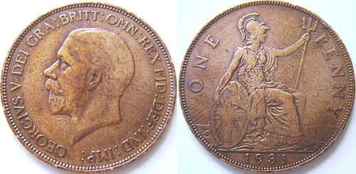 1 Penny 1931King George Vmit verkleinerter Büste