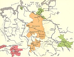 Welfisches Territorium (orange) um 1235