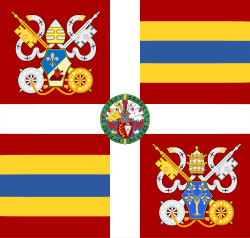 Fahne der Schweizer Garde unter Papst Leo XIV. und Oberst Christoph Graf