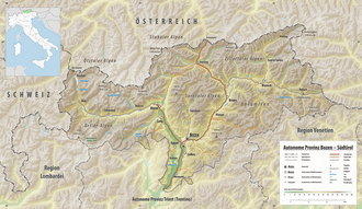 Übersichtskarte von Südtirol