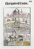 „Heiliges Köln“. Holzschnitt aus Die Cronica van der hilliger stat van Coellen, 1499