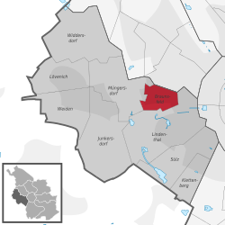 Lage des Stadtteils Braunsfeld im Stadtbezirk Köln-Lindenthal