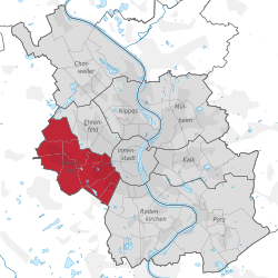 Abgrenzung des Stadtbezirks Lindenthal in Köln
