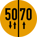 Normalschild für Fahrbahnbreiten b ≥ 5,50 m (zweistreifiger Verkehr)